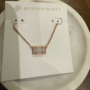 Kendra Scott Pattie Necklace in Rose Gold tone with Drusy Stone